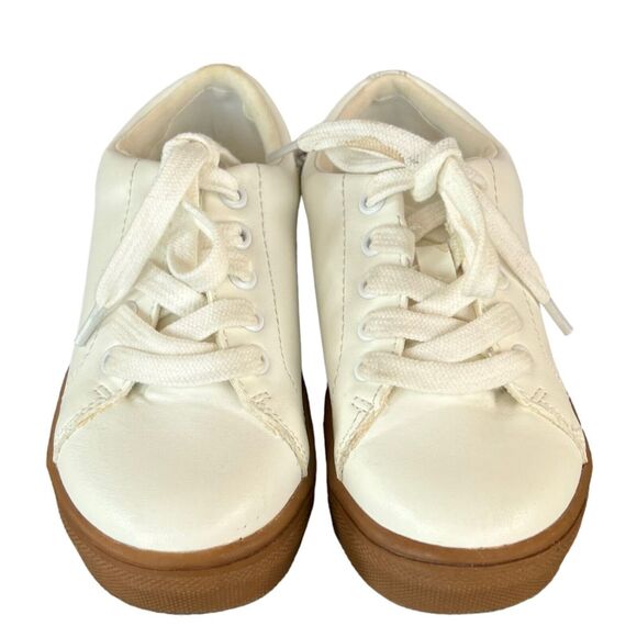 J Crew Crewcuts Sneaker Shoes Boys 11 White Faux Leather Court Lace Up - Picture 4 of 16